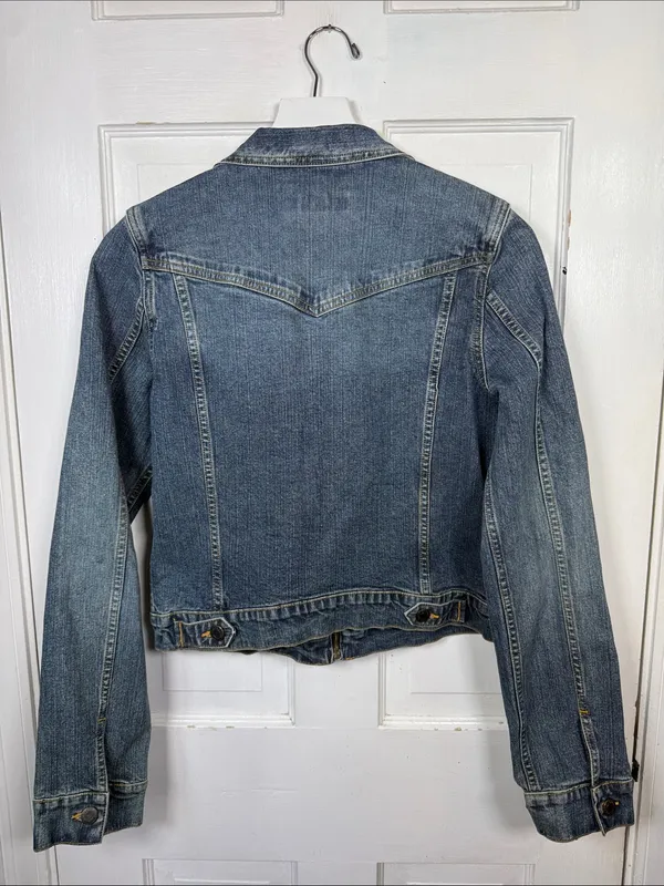 Abercrombie & Fitch Crop Zip-front Denim Jean Jacket W2418 Sz M - Image 6