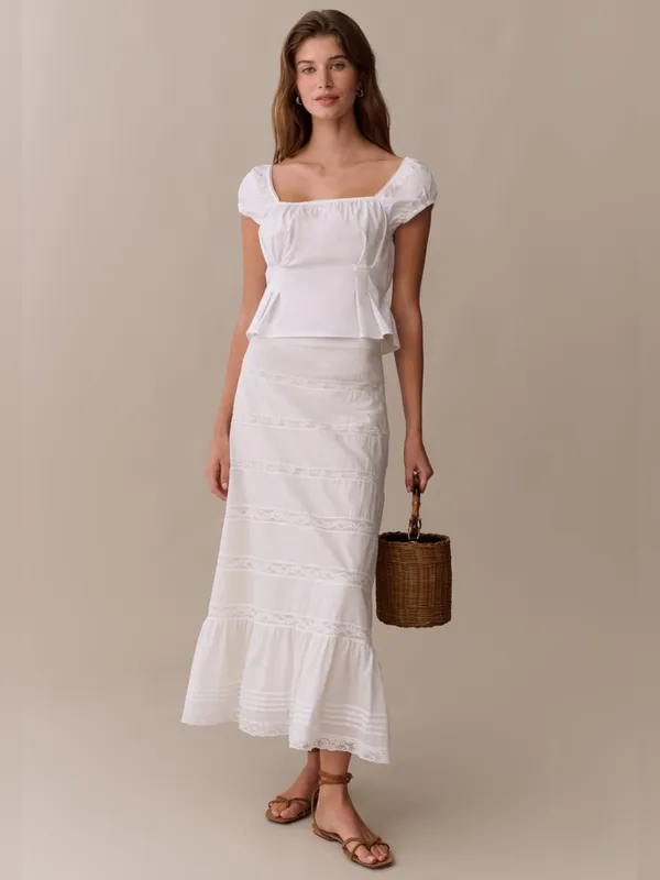 NWT Few Moda Novalie Top size 2 white cotton cap sleeve crop - Image 2