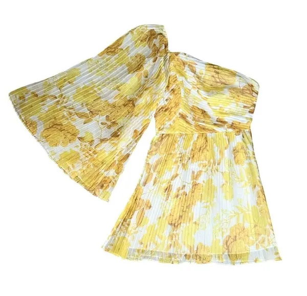 Anthropologie x La Maison Talulah Sunshine Yellow One Shoulder Floral Mini Dress - Image 2