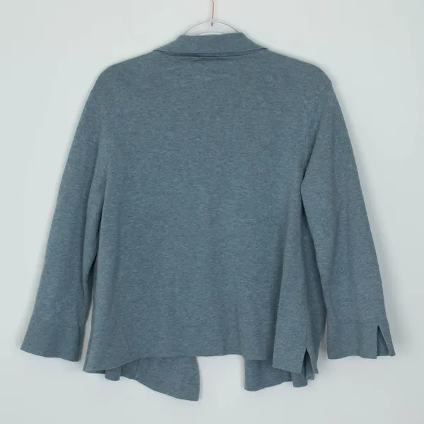 J. Jill Womens Cardigan Sweater Open Front Blue Gray Size L Flare‎ Sleeve Staple - Image 6