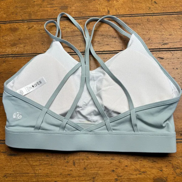 Light‎ Blue Strappy Sports Bra Size M Yoga Workout Fitness Athleisure - Image 2