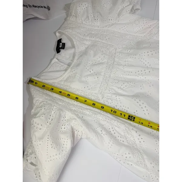 Sanctuary White Eyelet Cotton Puff Sleeve Mini Dress XS - Image 14