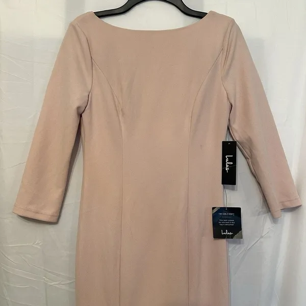 Lulu's Size Medium Glamor Galore Blush Pink Button Back 3/4‎ Sleeve Maxi Dress - Image 2