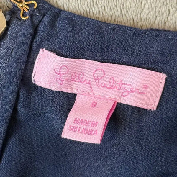 Lilly Pulitzer Celyn Romper Womens 8 Navy Blue Floral Lace Shorts Jumpsuit - Image 2
