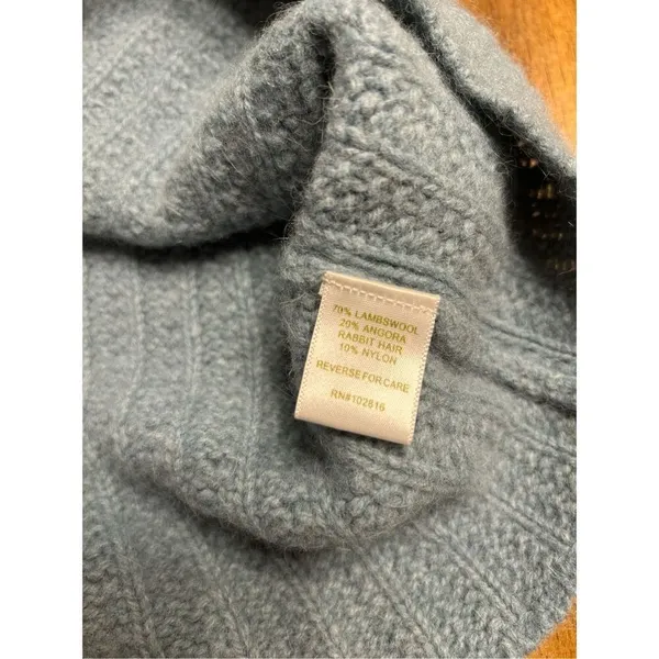 Garnet Hill Turtleneck Sweater Size XS Relaxed Blue Lambs wool Angora - Image 3