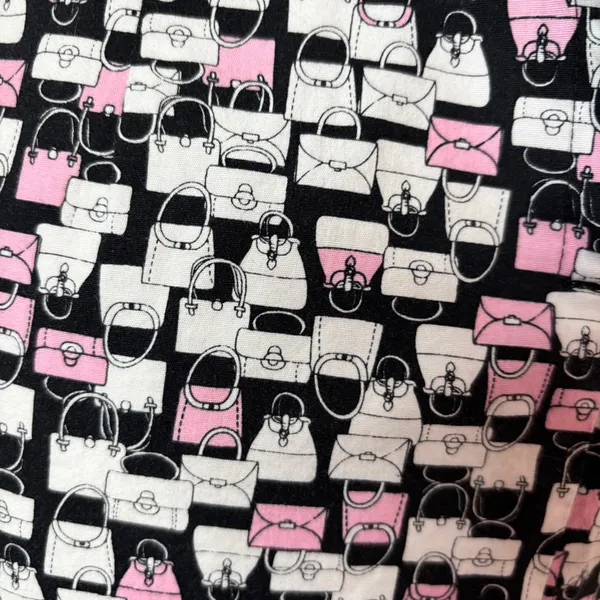 Byer California Vintage 90s Eccentric Purse Print Black & Pink Babydoll Dress - Image 10