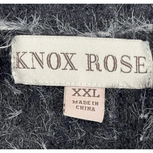 KNOX ROSE Women's Sweater XXL Black White Striped Fuzzy V‎ Neck Cozy Knit Target - Image 6