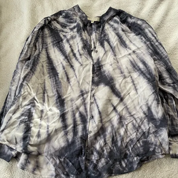 Side Stitch Women's Top Sz XL Tie Dye Tencera Button Front Top Blue A393918 - Image 2
