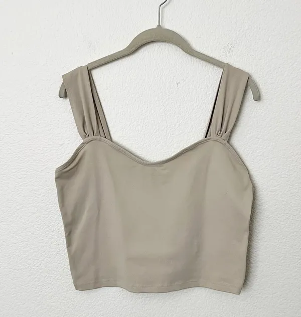 [Abercrombie & Fitch] Nude Light Taupe Soft Sweetheart Crop Tank Top Sz Large L - Image 2