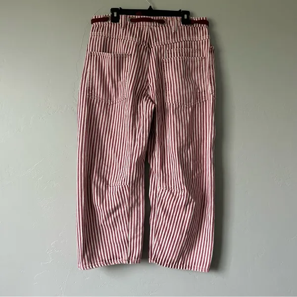 Free People Moxie Railroad Low Slung Barrel Leg Jeans Brick Stripe Size 31 - Image 9