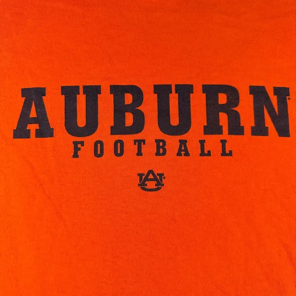Vtg Auburn Tigers Football T Shirt Medium Russell Athletic Orange NCAA Short Slv - Image 2