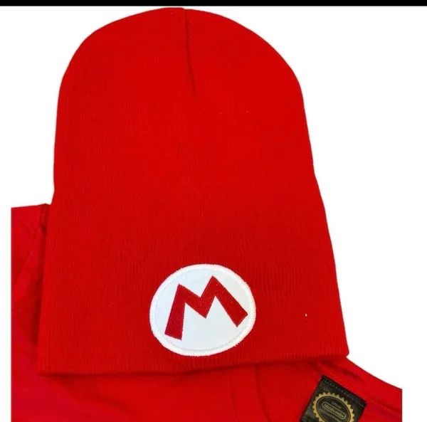 Nintendo Mario Bros Tshirt Hat Beanie Red White M Halloween Costume Rapper - Image 3