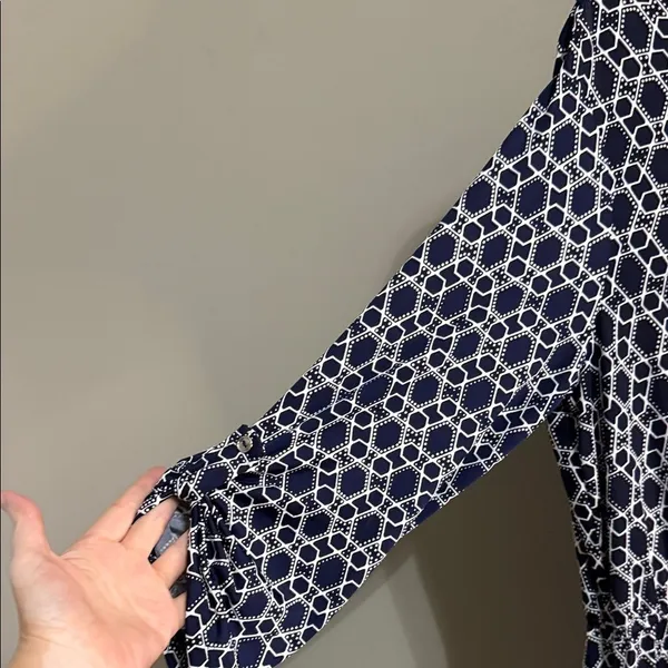 Perseption Concepts‎ Navy Geometic Patterned Dress 3/4 Sleeve XL - Image 3