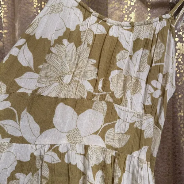 Billabong Green Ivory Your Babe Floral‎ Midi Lightweight Dress Medium - Image 4