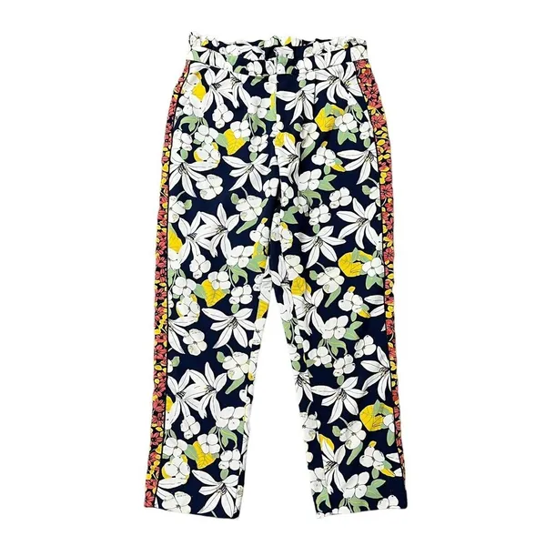 Zara Trafaluc Size S‎ Floral Cropped Pants Paperbag Pockets Elastic Waist Zip Up - Image 2