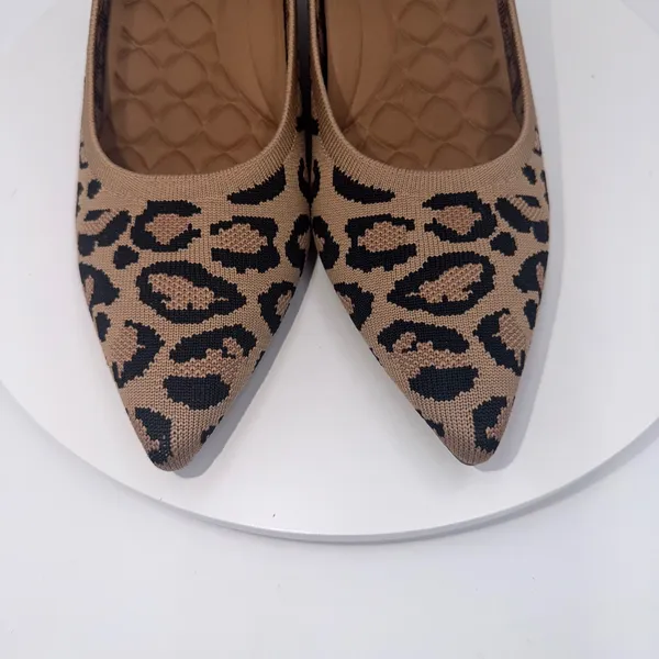 Vivaia Leopard Print Knit Pointed Toe Wedge Pumps Brown Black Size 40.5/9-9.5 - Image 3