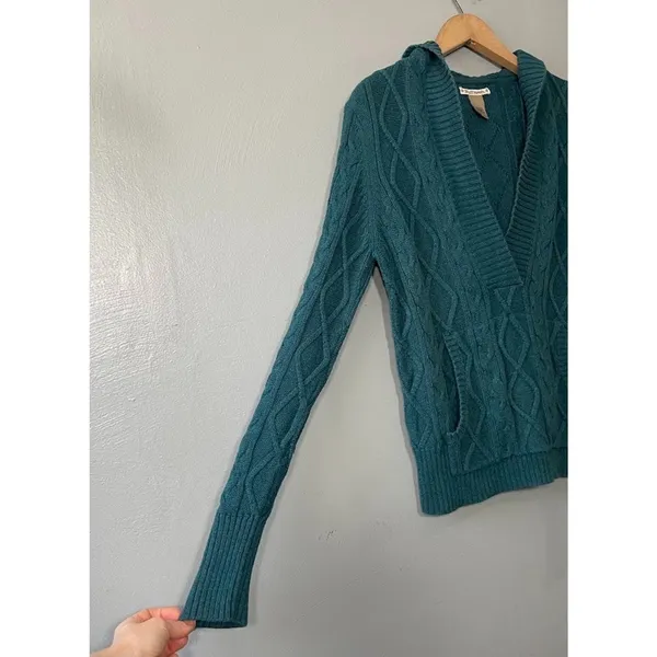Ruff Hewn Y2K Teal Cable Knit Sweater Size Large Teal Chunky Academia Hoodie Gilmore Girls - Image 2