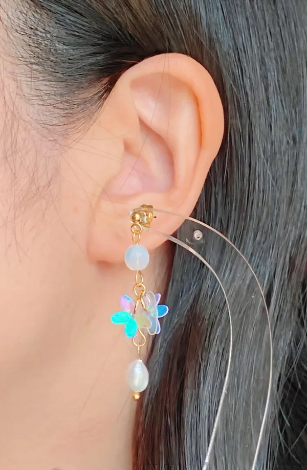 Handmade fairy cute unique style dangle earrings🩵 - Image 7