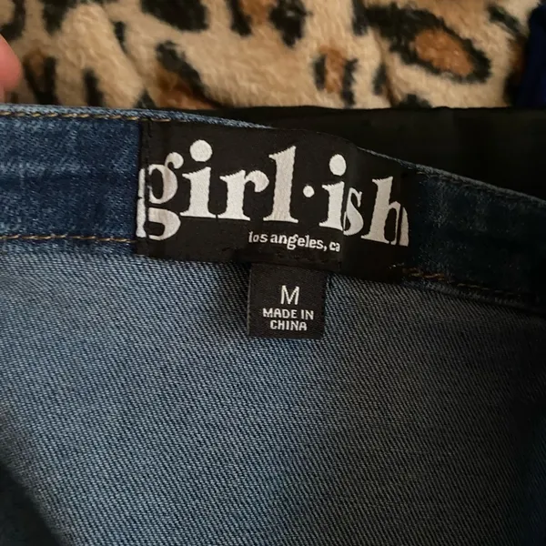 Girlish Brand Womens Juniors Dark Wash Blue Denim Mini Dress M Off The Shoulders - Image 5