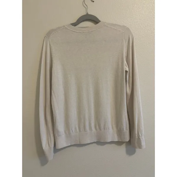 Quince Lightweight Cotton Cashmere Crew Sweater Womens Medium Cream Quiet Luxury - Image 3