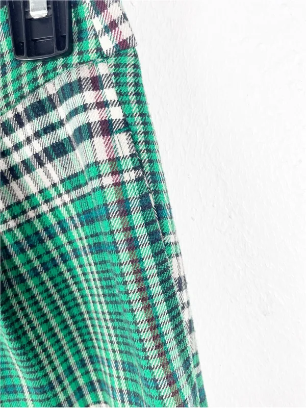 FREE PEOPLE Green All For Me Plaid Tapered Cuffed Pants Slacks Trousers Size 0 - Image 8