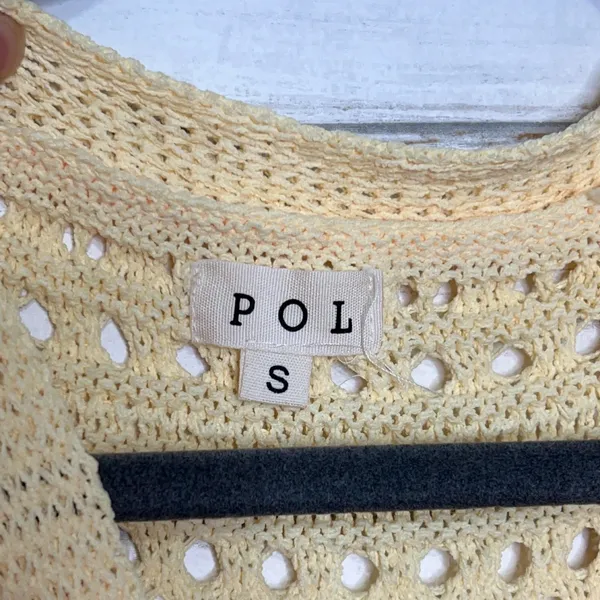 POL Crochet Cardigan Dandelion Yellow Size small Button Front Polyester - Image 2