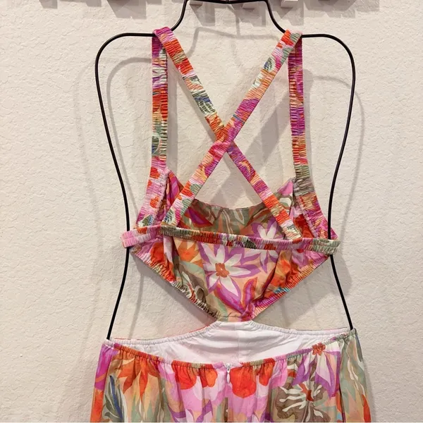 ASTR Marise Wide Leg Jumpsuit in Orange Purple Multi Size Small NWT - Image 5