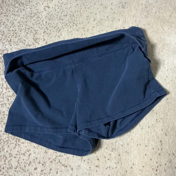 Abercrombie & Fitch Y2K Foldover Yoga Shorts Womens Small Navy Blue Preppy Crest - Image 6