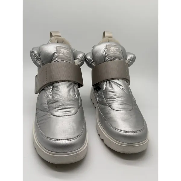 Sorel Joan of Arctic Puffy Boots Women 9 Silver Metallic Waterproof Quilted - Image 5