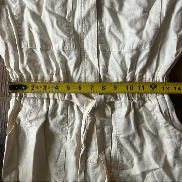 Universal Threads Womens Short Sleeve Ivory Linen Blend Jumpsuit Size 4 NWT - Image 5