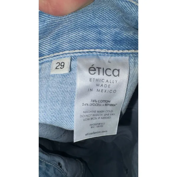 Etica Wide Leg Crop Jeans Light Wash Button Fly Carpenter Style Size 29‎ - Image 13