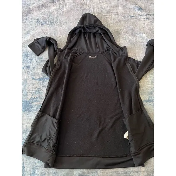 Under Armour Black Tech Terry Full Zip Hoodie Jacket Women's Large - Image 6