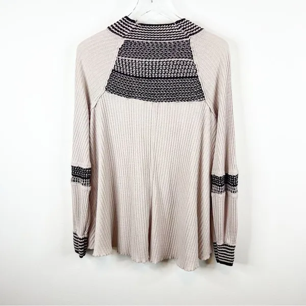 Free People Snow Day Thermal Mock Neck Top Women's Size M‎ Waffle Knit - Image 4