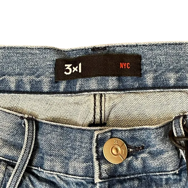 3X1 Fringe Hem Crop‎ Straight Leg Jeans Distressed Mid -Rise Cotton 31 Women NWT - Image 9