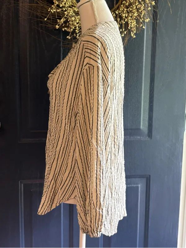 Free People Bishop Sleeves Striped Tunic Blouse Women's Size XS - Image 4
