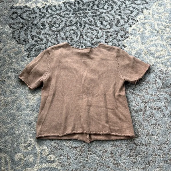 Vintage Casual Corner & Co. Embroidered Knit Floral Sweater Brown Large - Image 5