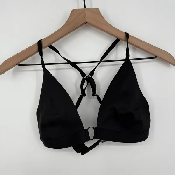 Free People Black Criss Cross Ring‎ Detail Triangle Bralette Top - Image 2