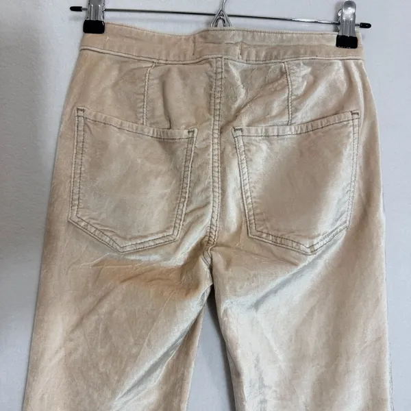 We The Free Beige Metallic Pants Size 24 Straight Leg Velvet-Like Texture - Image 9