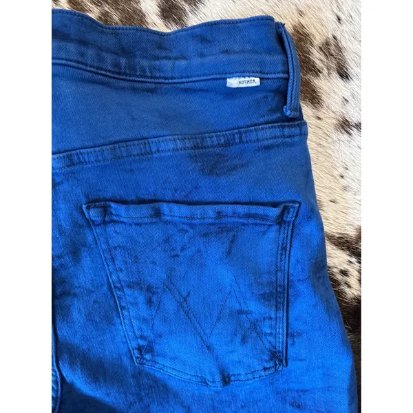 MOTHER The Ditcher Crop Fray Love On The Rock‎ Jeans Blue Acid Wash Size 27 - Image 7
