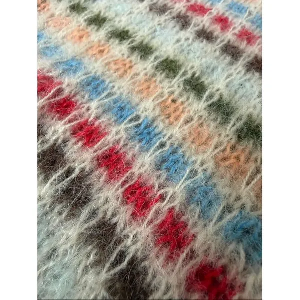 Vintage 60s 60s Mohair Stripe Cardigan Sweater XS S - Image 7