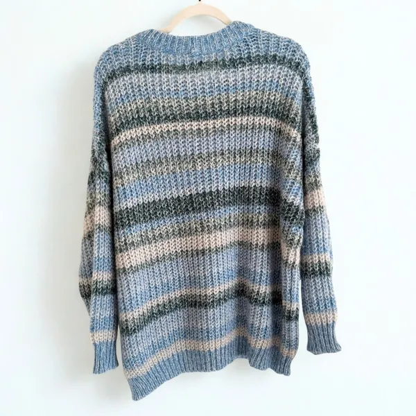 American Eagle Oversized Striped Knit Sweater L - Image 5