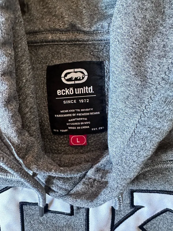 Gray Ecko Hoodie – Y2K Streetwear Oversized Large - Image 3