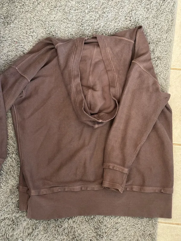 Aerie Brown Pullover Button M - Image 3
