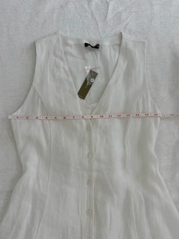 NWT J.Crew White 100% Linen Button Front Fit & Flare Dress Size 6 - Image 7
