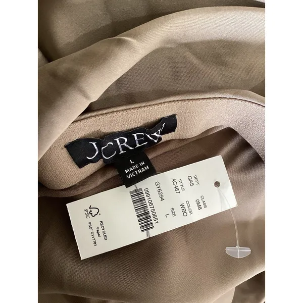 J. Crew Flawed Warm Boulder Beige Gwyneth Slip Skirt Knee Length Satin L - Image 5