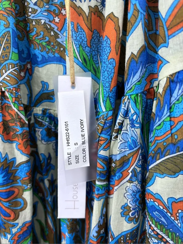 House of Harlow 1960 Green Blue Orange Paisley Lined Dress 100% cotton - Image 8