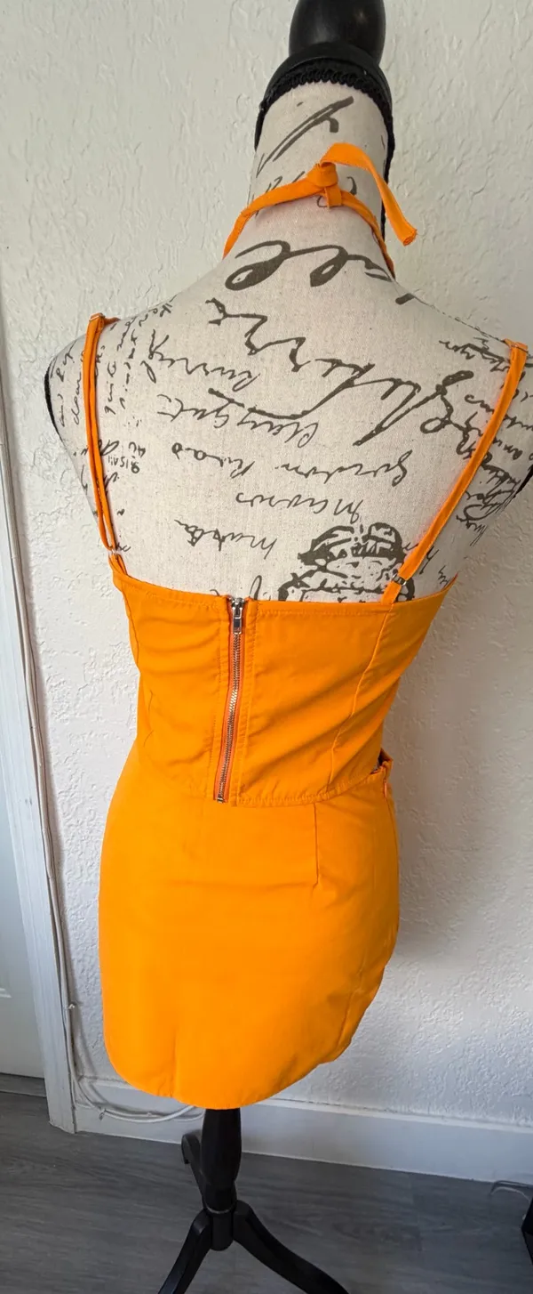 🍊 PrettyLittleThing Orange Corset Top & Mini Skirt Two-Piece Set | Size US 2 / XS ✨ - Image 10