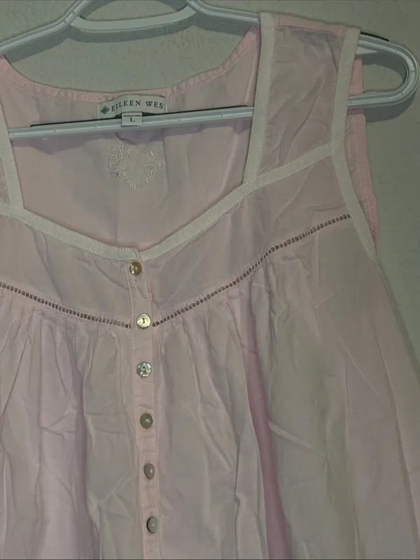 Eileen West Light Rosy Pink Sleeveless Midi Night Dress with Button Front - Image 5