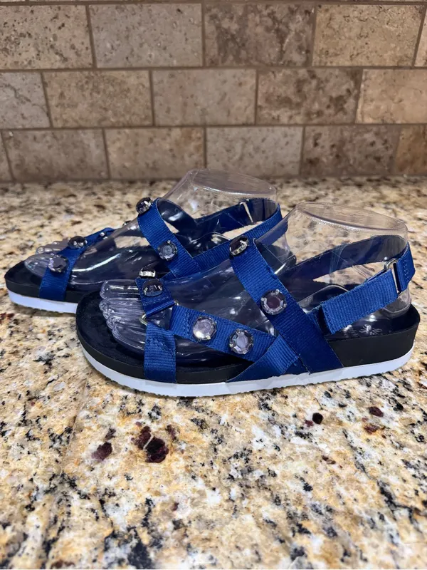 Simply Vera Vera Wang WADE Women's‎ Jewel Embellished Footbed Sandals, Navy - Image 4