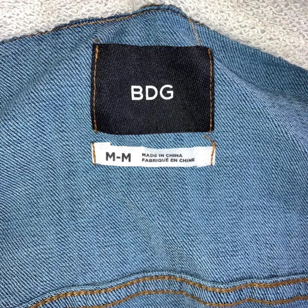 BDG Urban Outfitters Denim‎ Jacket Women Medium Hooded Mixed Media Pink Sleeves - Image 8